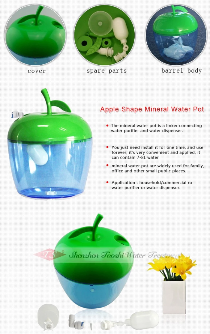 Apple formen klaren Plastikmineralanfeuchter für trinkenden Wasserspender
